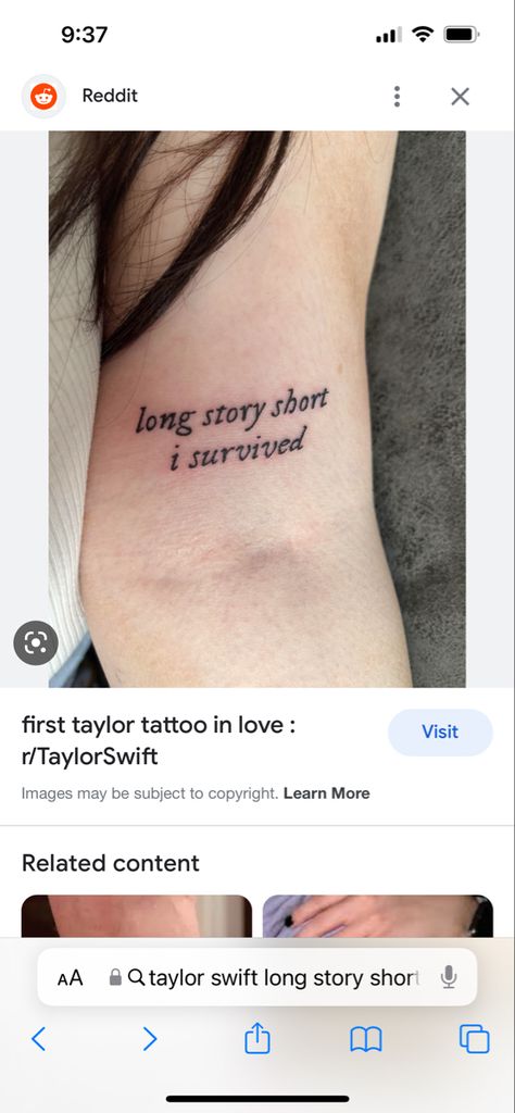 Long Story Short Tattoo, Long Story Short I Survived Tattoo, I Survived Tattoo, Survived Tattoo, Long Story Short I Survived, Taylor Swift Tattoo, Long Story Short, Short I, Long Story