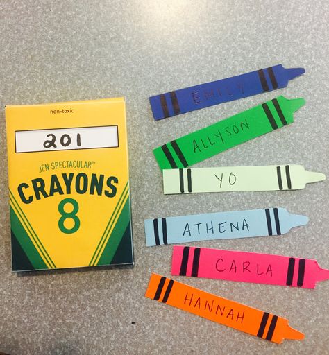 RA Door Decs... Crayons with box. I printed a template for the boxes online and folded them, super easy! Easy and cute #RA #backtoschool #doordecs #crayons #college Door Decs Dorm, Residence Life Door Decs, Ra Door Tags Creative, Dorm Door Signs Names, College Dorm Door Decorations Name Tags, College Dorm Name Tags, Dorm Tags Ra Door Decs, Summer Door Decs Ra, Reslife Door Decs