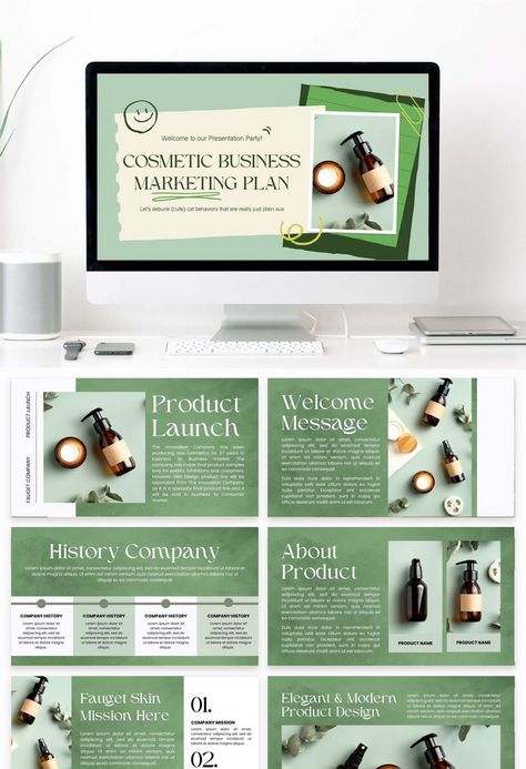 Powerpoint Presentation on Cosmetic Business Marketing Topics Green#pikbest#powerpoint Cosmetics Presentation Design, Green Powerpoint Template, Green Powerpoint, Powerpoint Examples, Cosmetic Business, Best Presentation Templates, Cosmetics Business, Marketing Powerpoint, Marketing Analysis