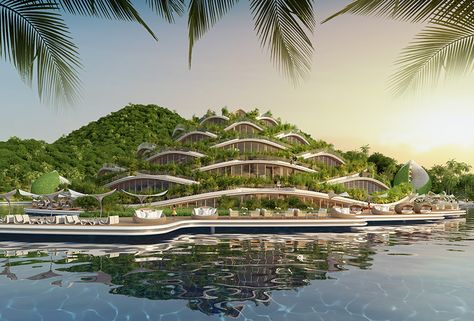 Vincent Callebaut, Eco Tourism, Resort Architecture, Eco City, Eco Architecture, Resort Design, Architecture Ideas, Green Architecture, Organic Architecture