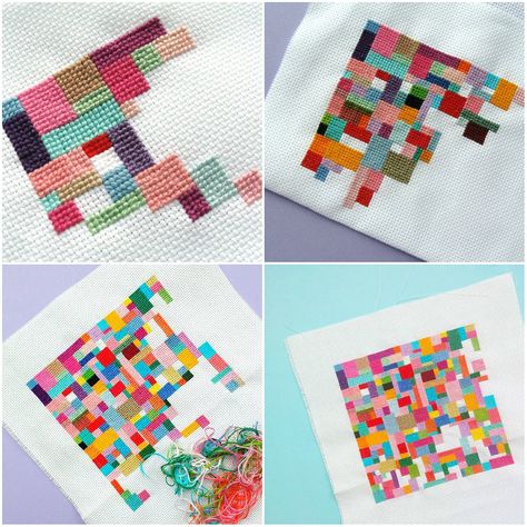 Geometric Cross Stitch Patterns, Scrappy Patchwork, Cross Stitch Cushion, Cross Stitch Beginner, Cross Stitch Geometric, Start Quilting, Cross Stitch Thread, Embroidery Sampler, Mini Cross Stitch