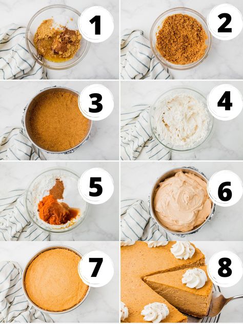 Vegan Pumpkin Cheesecake is luscious, creamy, and so easy! Make this amazing vegan dessert for holiday dinners packed with pumpkin spice flavor. Vegan Pumpkin Cheesecake, Vegan No Bake Pumpkin Cheesecake, Tofu Pumpkin Pie, Easy Midnight Snacks, Vegan Pumpkin Cheesecake Recipe, Raw Vegan Pumpkin Cheesecake, Vegan Pumpkin Pie Silken Tofu, Pumpkin Mousse, Pumpkin Cheesecake Recipes