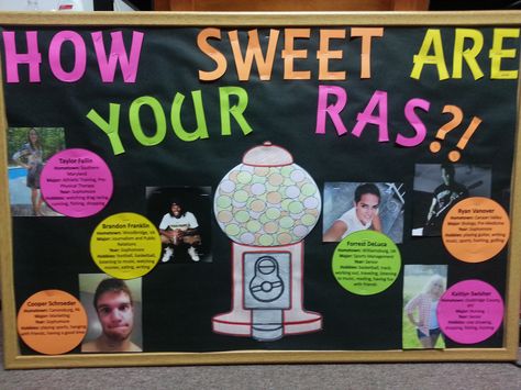 My August/September RA Bulletin Board Meet Your Ras Bulletin Board, Ra September Bulletin Board, September Ra Bulletin Boards, About Your Ra Bulletin Board, August Bulletin Boards, Roommate Bulletin Board Ra, Ra Programs, Ra Inspiration, Dorm Themes