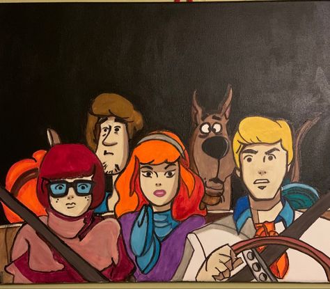 Scooby Doo Painting Ideas, Scooby Doo Art To Draw, Scooby Doo Painting, Scooby And Shaggy Art, Scooby Doo High Painting, Scooby Doo Graffiti, Scooby Doo Drawing Trippy, Fred Jones, Trippy Scooby Doo Painting