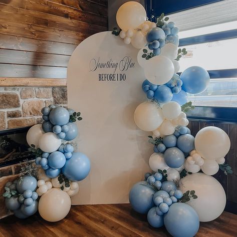 Something Blue Before I Do 💙🥂💍✨ The perfect afternoon for a beautiful bridal shower luncheon! And this dreamy theme complements all the different shades of blue her bridesmaids will be in on the big day 🥰 Special shoutout to Ashley at @lundstromflorist for whipping up these beautiful fresh florals! Check her out for your floral needs! 💐 Blue Theme Engagement Party, Blue Bridal Shower Balloon Arch, Periwinkle Bridal Shower Ideas, Something Blue Bridal Shower Brunch, Something Blue Party Theme, Something Blue Bridal Shower Decorations, Dreamy Bridal Shower Ideas, Something Blue Themed Party, Wedding Shower Inspiration