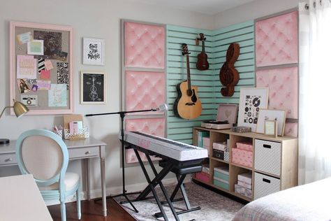 Kids Music Room, Music Themed Rooms, Music Themed Bedroom, Music Bedroom, Turquoise Room, Music Studio Room, Music Room Decor, Piano Room