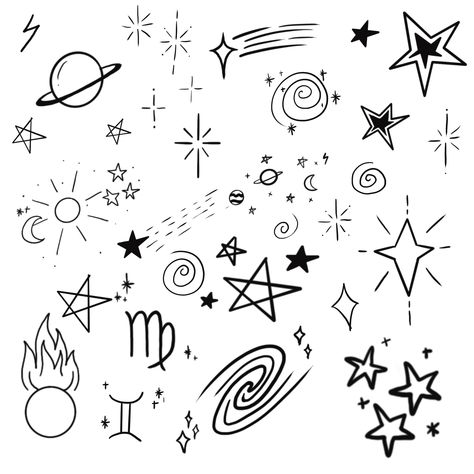 Stars Aesthetic Drawing Simple, Astrology Doodles Simple, Little Easy Doodles, Space Filler Doodles, Cute Stars Drawing, Star Asthetics, Astronomy Doodles, Star Doodles Aesthetic, Planets Aesthetic Drawing