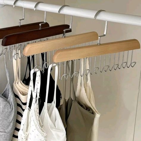 New In Package! 1pc Multifunction Hanger! Light Brown Color Use For Tank Tops, Crop Tops, Bras, Or Anything Else You Can Think Of These Are Great Space Savers For You Closet! Crop Top Storage Ideas, Closet Organization College, Small Closet Hanging Ideas, Crop Top Organization, Diy Closet Ideas For Small Spaces Clothing Storage Hanging Racks, College Closet Organization Ideas, Tiny Closet Organization Ideas, Fall Closet Organization, College Closet Organization