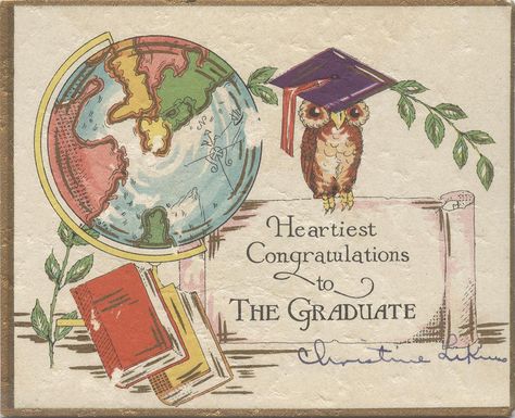 5 GR 21: graduation card Journal Illustration, Vintage Graduation, Nostalgic Aesthetic, History Major, Hearty Congratulations, Hallmark Greeting Cards, Graduation Card, Shield Logo, Hallmark Cards