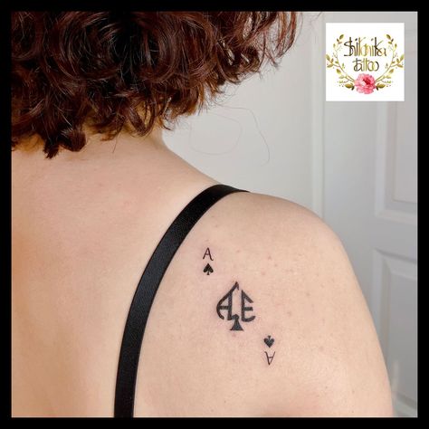 Spade Symbol Tattoo, Ace Spade Tattoo, Ace Of Spades Tattoo Design, Spades Tattoo, Ace Of Spades Tattoo, Spade Tattoo, Ace Tattoo, Sisters Tattoo, Matching Tats