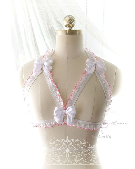 973a5f0ccbc4ee3524ccf035d35b284bdesc42451378ri Girls Choker, Cute Lingerie, Weird Fashion, Body Harness, Pink Trim, White Hot, Agent Provocateur, Indie Brands, Kawaii Clothes