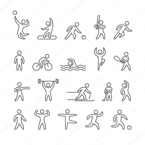 Sport Stickers, Sports Drawing, Sports Drawings, Creative Birthday Cards, Human Icon, Icon Design Inspiration, Sport Icon, Olympic Sports, Different Sports