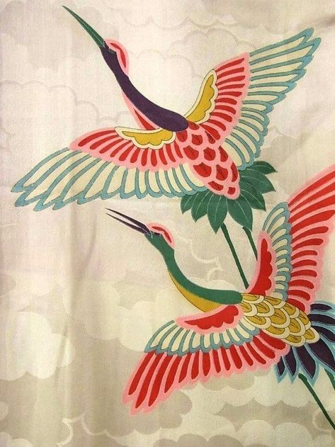 Embroidery Tiger, Embroidery Kimono, Art Japanese, Japanese Embroidery, Indian Art Paintings, Japanese Patterns, Japanese Prints, Silk Painting, Birds Painting