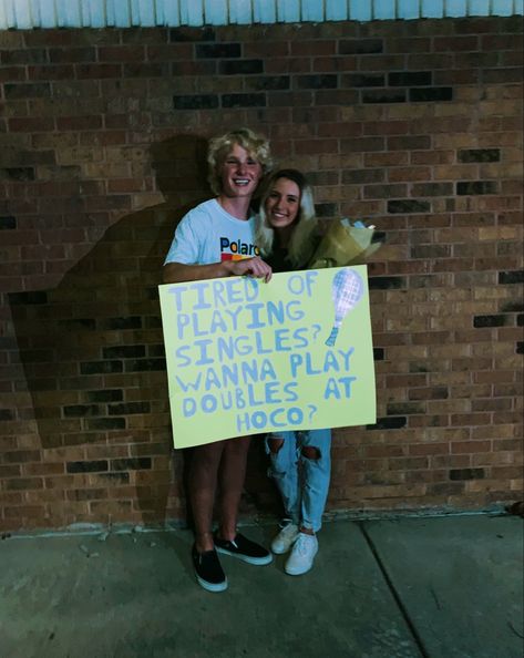 Promposal Ideas Tennis, Tennis Dance Proposals, Tennis Hoco Signs, Tennis Poster Ideas, Tennis Promposal Ideas, Tennis Homecoming Proposal, Tennis Hoco Proposal, Tennis Proposal, Tennis Promposal