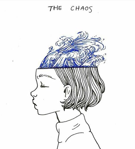 The chaos Wave Drawing, Head Tattoos, Zen Doodle, Coloring Book Pages, Pretty Art, New Art, Line Art, Art Reference, Art Projects