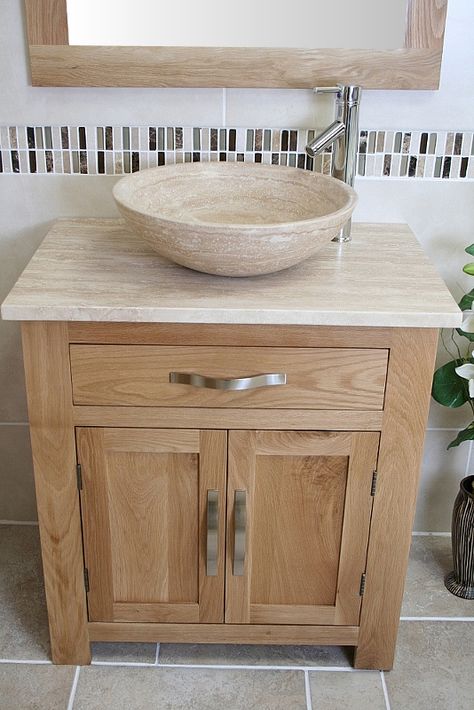 Travertine Basin, Mermaid Cottage, Oak Vanity, Bathroom Stand, Freestanding Vanity Unit, Free Standing Vanity, Oak Bathroom, Wash Stand, Stone Basin