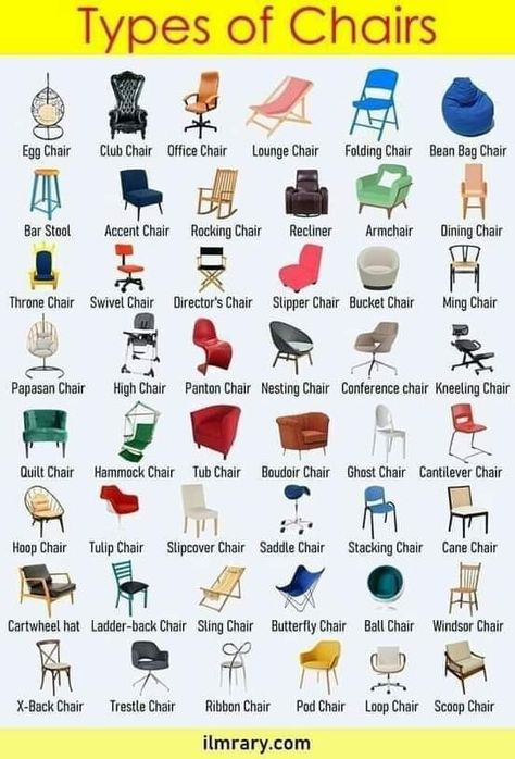 Types Of Chairs, Basic English Grammar Book, English Word Book, Speak English Fluently, English Grammar Book, English Verbs, Good Vocabulary Words, Good Vocabulary, Animal Illustrations