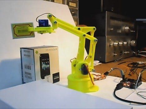 Arduino 3D-Printed Robotic Arm - Hackster.io Arduino Robot Arm, Simple Code, Arduino Robot, Industrial Robots, Robotics Projects, Robotic Arm, Arduino Board, Wood Scraps, Arduino Projects