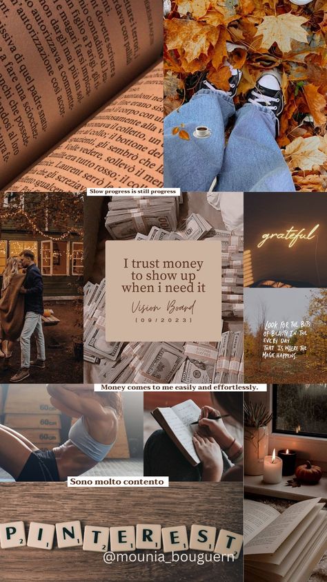 Vision Board September 2023 manifestation November Vision Board Aesthetic, Fall Vision Board, Collage Vision Board, Wallpaper Vision Board, Manifestation Vision Board, Board Themes, Vision Board Themes, Vision Board 2023, Action Board