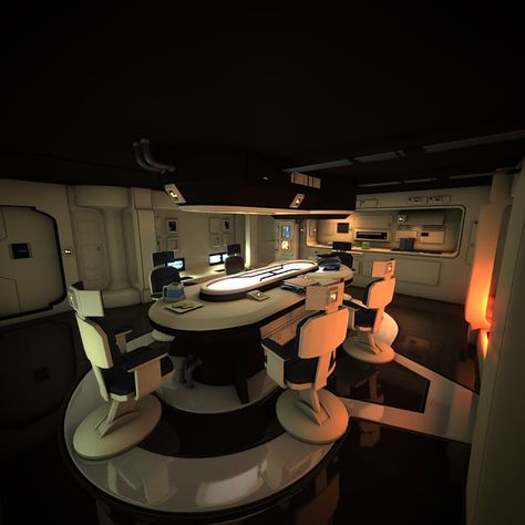 dining room on a space ship. Futuristic Interior Design, Scifi Interior, Futuristic Space, Spaceship Interior, Sci Fi Spaceships, Sci Fi Environment, Futuristic Furniture, Futuristic Interior, Spaceship Design