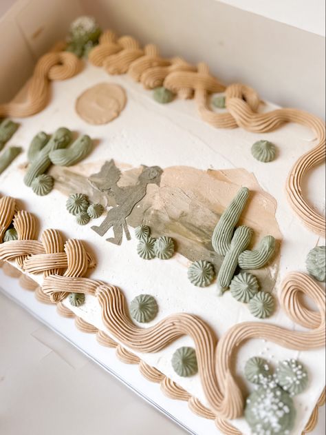 First Rodeo Birthday Sheet Cake, Western First Birthday Smash Cake, Cute Western Birthday Cakes, First Rodeo Sheet Cake, Desert Birthday Cake, Cow Number Cake, Western Sheet Cake Ideas, Rodeo Sheet Cake, Wild West Smash Cake