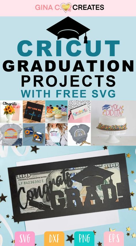 Cricut Graduation Projects with Free SVG Files – Gina C. Creates Graduation Cricut Projects, Cricut Graduation Gifts, Cricut Graduation Decorations, Grad Signs, Graduation Cards Diy, Cricut Graduation, Diy Graduation Decorations, High School Graduation Party Decorations, Graduation Cards Handmade