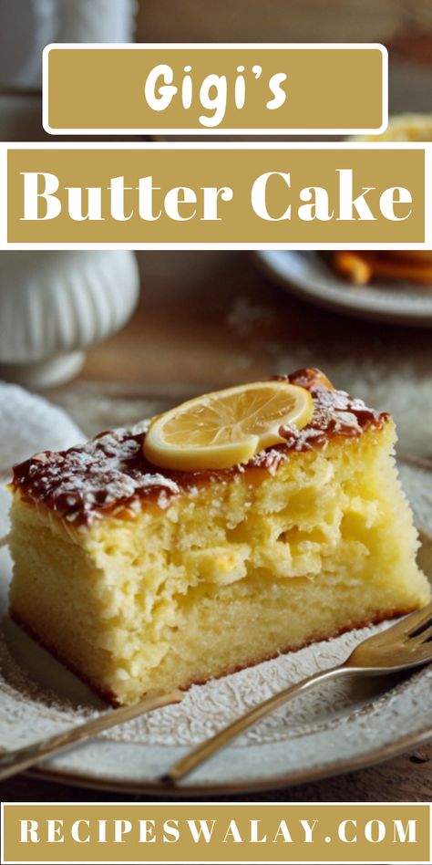 There's nothing quite like the rich, melt-in-your-mouth taste of a perfectly baked butter cake. Gigi's Butter Cake recipe captures the essence of ... Butter Cakes Ideas, Everyday Butter Cake, Italian Warm Butter Cake, Moist Peanut Butter Cake, Yellow Butter Cake Recipe Moist, Italian Butter Cake, Italian Butter Cake Recipe, Nicks Butter Cake Recipe, Yellow Butter Cake Recipe