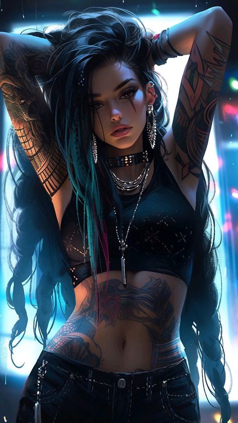 Punk Female Character Design, Female Werewolves, Cyberpunk Female, Anime Show, Horror Vintage, Girly Art Illustrations, Beautiful Dark Art, Digital Art Anime, Female Character Design