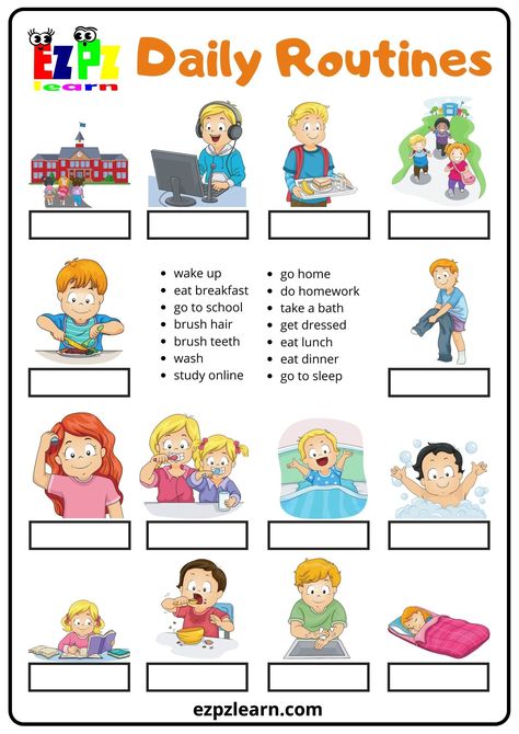 Daily Routine Word Match Daily Routine Games Esl, Teaching English Kindergarten, I Can Activities For Kindergarten, Daily Routine Printable Free, English Games For Kids Teaching, Daily Activities Worksheet, Daily Routine Activities For Kids, Daily Routine Worksheet, Daily Routine Kids