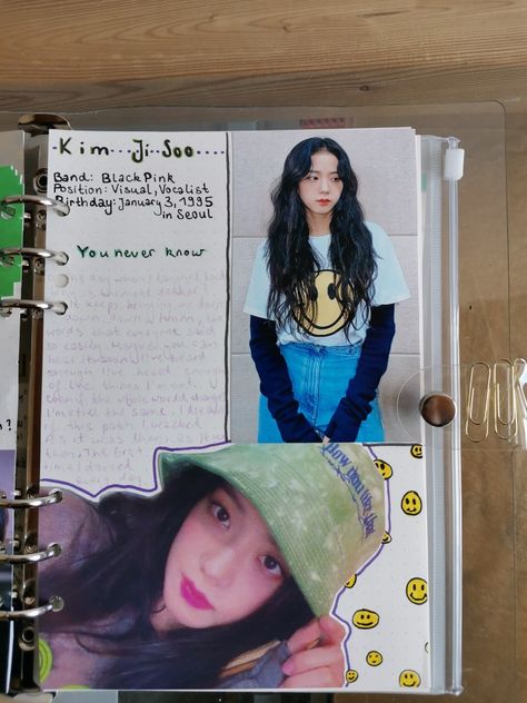 Jisoo Blackpink Jisoo Journal, Binder Kpop, Art Journal Resources, Kpop Journal, Aesthetic Board, Notebook Stickers, Journal Themes, Jisoo Blackpink, Journal Page