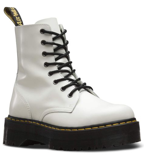 Dr. Martens - Jadon 8-Eye Leather Platform Boot for Men and Women, White Polished Smooth, 7 US Men/8 US Women*** You can get more details by clicking on the image. (This is an affiliate link) #womenboots Sandals 2020 Trends, Doc Martens Women, Boot For Men, Jadon Boots, Dr Martens White, Dr Martens Jadon, Dr Martens Womens, Wedding Shoes Comfortable, Muck Boots