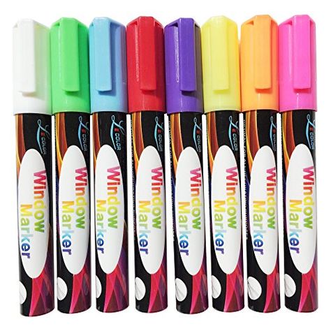 Chalk Markers  Mega 8 Pack  Premium Liquid Chalk Marker Pen with Reversible Tip  Child Friendly  Perfect for Chalkboards Bistro Windows Glass Labels Whiteboards -- See this great product. Led Writing Board, Glass Restaurant, Window Markers, Chalkboard Markers, Chalk Marker, Liquid Chalk Markers, Chalk Ink, Chalk Pens, Liquid Chalk