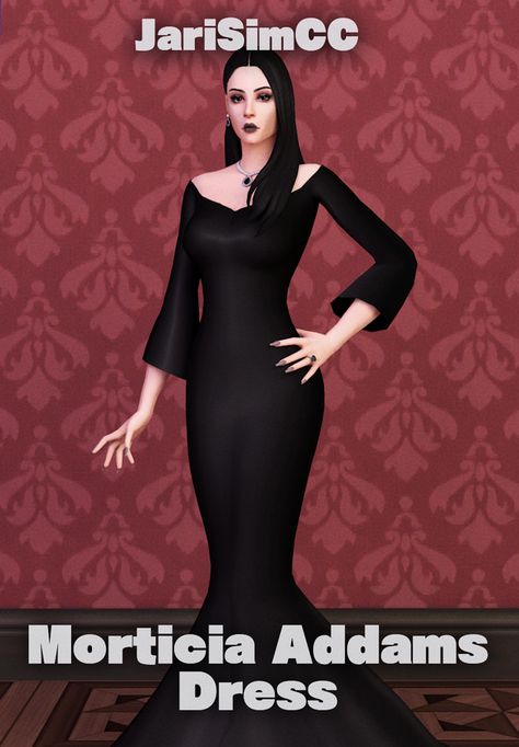 Morticia Addams Dress, Sims 4 Cc Goth, Addams Dress, Female Sims, Unusual Clothes, Sims 4 Cc Folder, Morticia Addams, Sims 4 Dresses, Sims Four