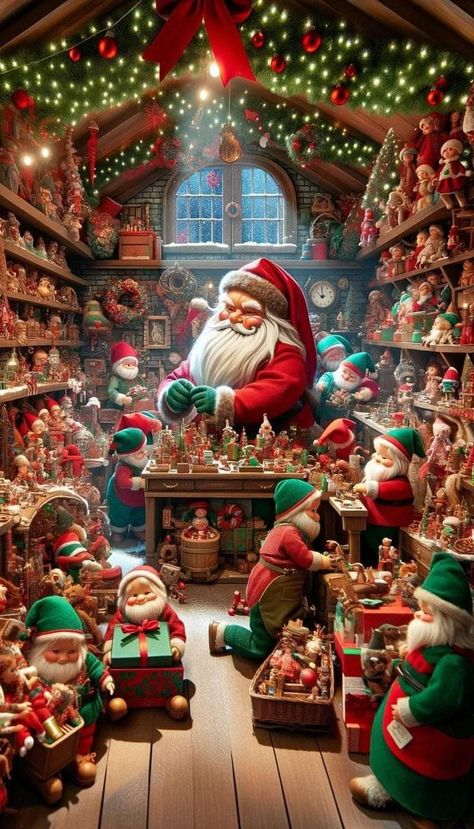 Santa Claus Aesthetic Wallpaper, Santa Claus Village Decoration, Santa Claus Aesthetic, Santa Claus House, Santa Claus Village, Toy Workshop, Beautiful Christmas Scenes, Christmas Wallpaper Free, Christmas Background Images