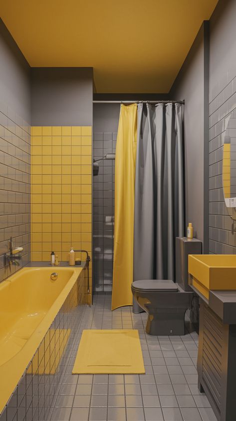 Introducing Inside Out Yellow and Gray Bathroom Decor, a vibrant and stylish collection that brings a pop of sunshine to your bathroom. This set includes a shower curtain, bath mat, and storage bins that exude warmth and energy, creating a cozy and inviting atmosphere. With its unique blend of soft yellow and gray tones, this decor keeps your bathroom looking fresh and modern, making it the perfect way to add a touch of personality to your daily routine.yellow
#and
#gray
#bathroom
#decor
#ideas Gray And Yellow Bathroom Ideas, Mustard Yellow Bathroom Ideas, Gray Bathroom Decor Ideas, Mustard Yellow Bathroom, Yellow Bathroom Ideas, Gray Bathroom Decor, Diy Bathroom Makeover, Yellow Bathroom, Gray Bathroom