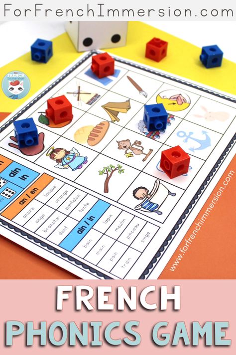 Playing games is an effective way of teaching a second language to kids. Your French Immersion and Core French students will get lots of French phonics practice from this 4-in-a-row game (in French, they call it “Puissance 4”). Great as a literacy centre (centre de littératie) and as an early-finisher activity. French Phonics Activities, French Sounds, French Learning Games, Teaching French Immersion, French Phonics, Decoding Activities, French Speaking Activities, French Vocab, French Printable