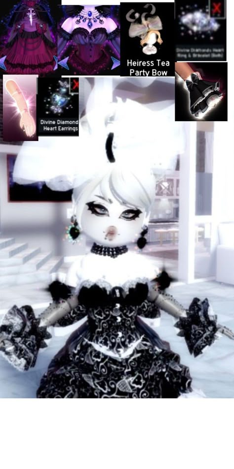 Your Oc Turned Evil Royal High, Outfit Ideas Goth, Rh Combos, Rh Hacks, Goth Outfit Inspo, Royals High, Royale High Journal Ideas, Roblox Oc, Royal High Outfits Ideas Cheap