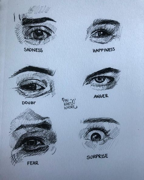 today I played a bit with eye expressions, I would appreciate suggestions of challenging feelings to draw as eyes! - drawing Happy Face Sketch, Eye References, Drawing Feelings, Realistic Eye Drawing, Happy Eyes, Eye Expressions, Tree Drawings Pencil, Eye Sketch, Eyes Drawing