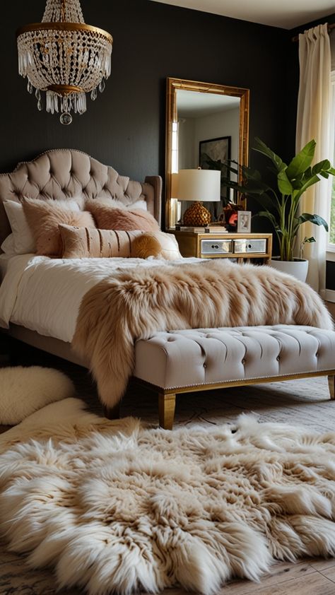 Add a touch of glam to your boho bedroom! Gold accents, velvet bedding, and chic decor make this space feel luxurious yet cozy. ✨🛏️ #BohoBedroom #BohemianStyle #HomeGoals Bedroom Gold Accents, Glam Bedroom Decor Luxury, Bedroom Refresh Ideas, Boho Luxe Bedroom, Glam Bedroom Decor Luxury Classy, Glam Boho Bedroom, Glam Bedroom Decor, Velvet Bedding, Romantic Luxury