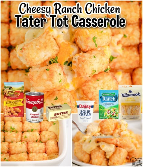 RANCH CHICKEN TATER TOT CASSEROLE - Butter with a Side of Bread Ranch Chicken Tater Tot Casserole, Chicken Ranch Tater Tot Casserole, Rotisserie Chicken Tater Tot Casserole, Shredded Chicken Tater Tot Casserole, Cracked Out Chicken Tater Tot Casserole, Chicken Bacon Ranch Tater Tot Casserole, Tater Tot Casserole With Chicken, Ranch Tater Tot Casserole, Tater Tot Bake