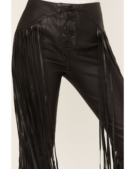 Boho Trousers, Fringe Pants, Funky Pants, Pants Boho, Hippie Pants, Leather Pants Women, Long Fringe, Black Fringe, Flared Pants