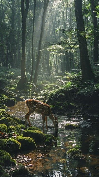 Forest Animal Photography, Person In Forest, Woodsy Aesthetic, Deer In Woods, Forest Landscape Photography, Forest Reference, Deer Landscape, Woodland Aesthetic, Woods Aesthetic