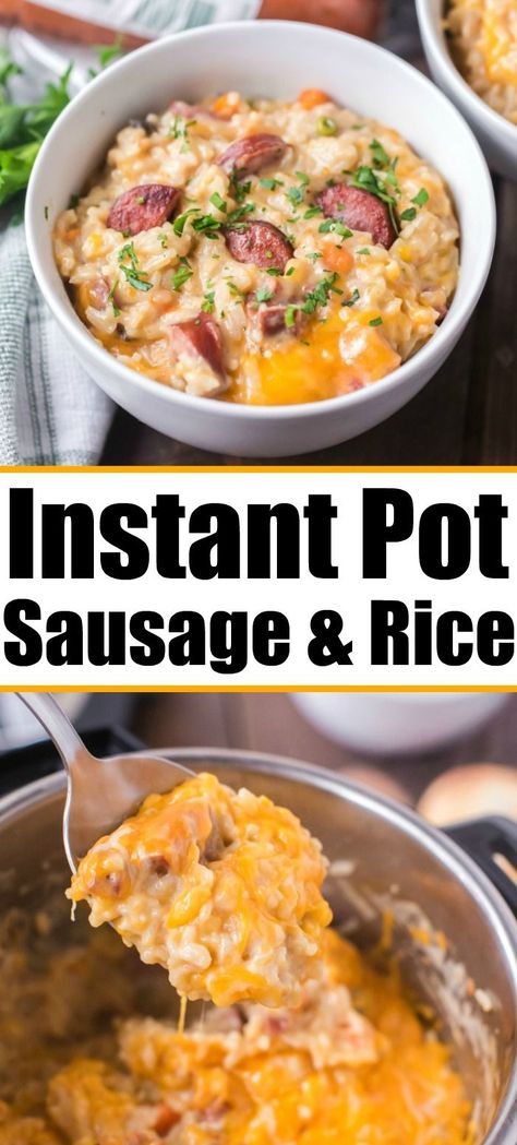 Cheesy Rice And Sausage Recipes, Smoked Sausage And Rice Instant Pot, Instapot Casseroles, Rice Casserole Instant Pot, Casserole Instant Pot, Sausage And Rice Casserole, Sausage And Rice, Sausage Rice, Rice And Vegetables