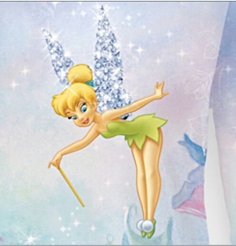 Pretty Tinkerbell, with her wand and crystal wing's, part of a sweater. Tinkerbell Wand, Young At Heart, Disney Princess, Make It Yourself, Disney Characters, Disney, Fictional Characters, Art