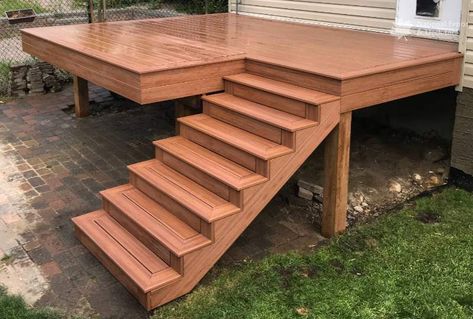 Beautiful Stairs Built From Trex’s Tiki Torch Composite Decking Trex Steps, Composite Decking Steps, Trex Stairs, Decking Steps, Cleaning Composite Decking, Trex Composite Decking, Beautiful Stairs, Deck Stairs, Trex Deck