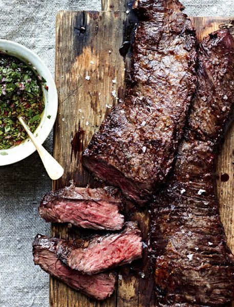 Grilled skirt steak with chimichurri Good Steak Recipes, Grilled Skirt Steak, Skirt Steak, Carne Asada, How To Cook Steak, Cooking Skills, Beef Dishes, Steak Recipes, Bbq Recipes