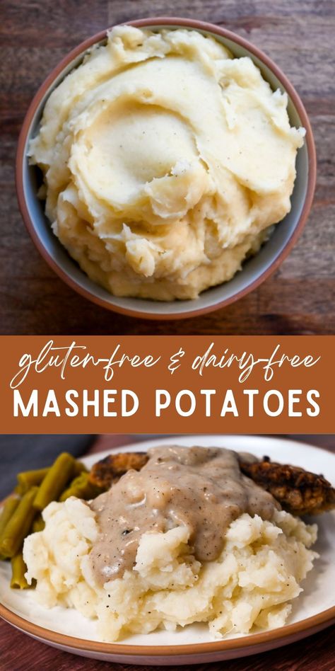 These Dairy-Free Mashed Potatoes are creamy and delicious and make the best side dish. They’re easy to make, and I’ve included instructions for cooking the potatoes on the stovetop and in an Instant Pot. Plus, I have notes on reheating these so that you can easily make them ahead of time for any meals, big or small. Dairy Free Gluten Free Mashed Potatoes, Gf Df Mashed Potatoes, Instant Pot Recipes Gluten Dairy Free, Lactose Free Mashed Potatoes, Dairy Free Mashed Potatoes Recipe, Dairy Free Sides, Mashed Potatoes Dairy Free, Gluten Free Mashed Potatoes, Instapot Mashed Potatoes