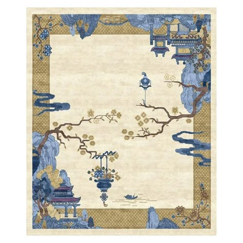 Free virtual rug fitting - just send us pics of your interior and we suggest you the best designs, shapes, sizes and colors. The Chinoiserie collection is inspired by ancient graphics and illustrations of Chinese origin, adapted to fuse seamlessly with a contemporary interior and is made up of Fine works of art handcrafted from exquisite silk yarns. The Riverhouse rug in Spring Garden embodies the rich culture of the orient, juxtaposing rich, saturated colors with a luxurious silk texture, creat Chinoiserie Rug, Modern Color Schemes, Weaving Rug, Scandinavian Rug, Ancient Myths, Fine Rugs, Silk Yarn, Rectangular Rugs, Carpet Design