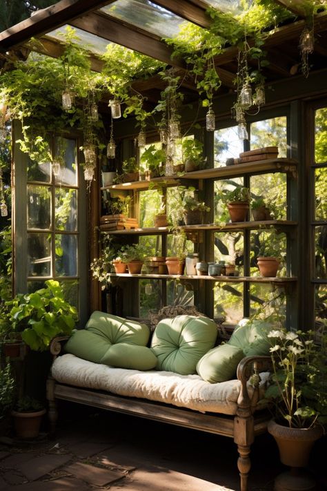 Chic Window Upcycling Window Greenhouse, Organic Modern Living Room, Windows Ideas, Backyard Greenhouse, Vintage Windows, Patio Interior, Old Windows, Living Room Decor Modern, Sustainable Home