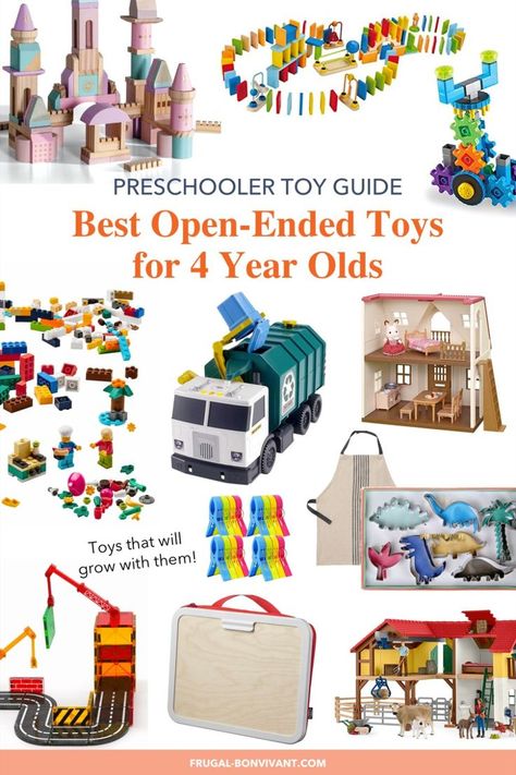 Here are our favorite toys for the four year old preschooler stage. What toys do four year olds actually play with? Our favorite open-ended toys for four year olds are all about experimenting, independent problem solving, and more refined fine and gross motor skills. These items will grow with your older preschooler and still be useful in the years to come. #preschooler #toys #gifts #montessori Best Open Ended Toys, Toy Guide, Age Appropriate Toys, Made For Kids, Open Ended Toys, Open Ended Play, Green Toys, Popular Toys, Old Christmas